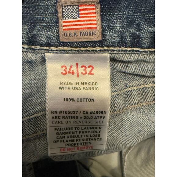 Ariat Jeans Mens 34x32 M4 FR Relaxed Boot Cut Dark Wash Fire Resistant Cat2 Work - Picture 5 of 11